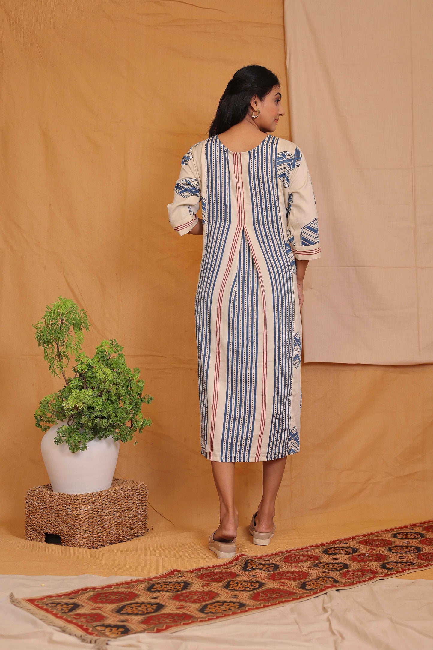 ANAYA'S OFFWHITE INDIGO DRESS