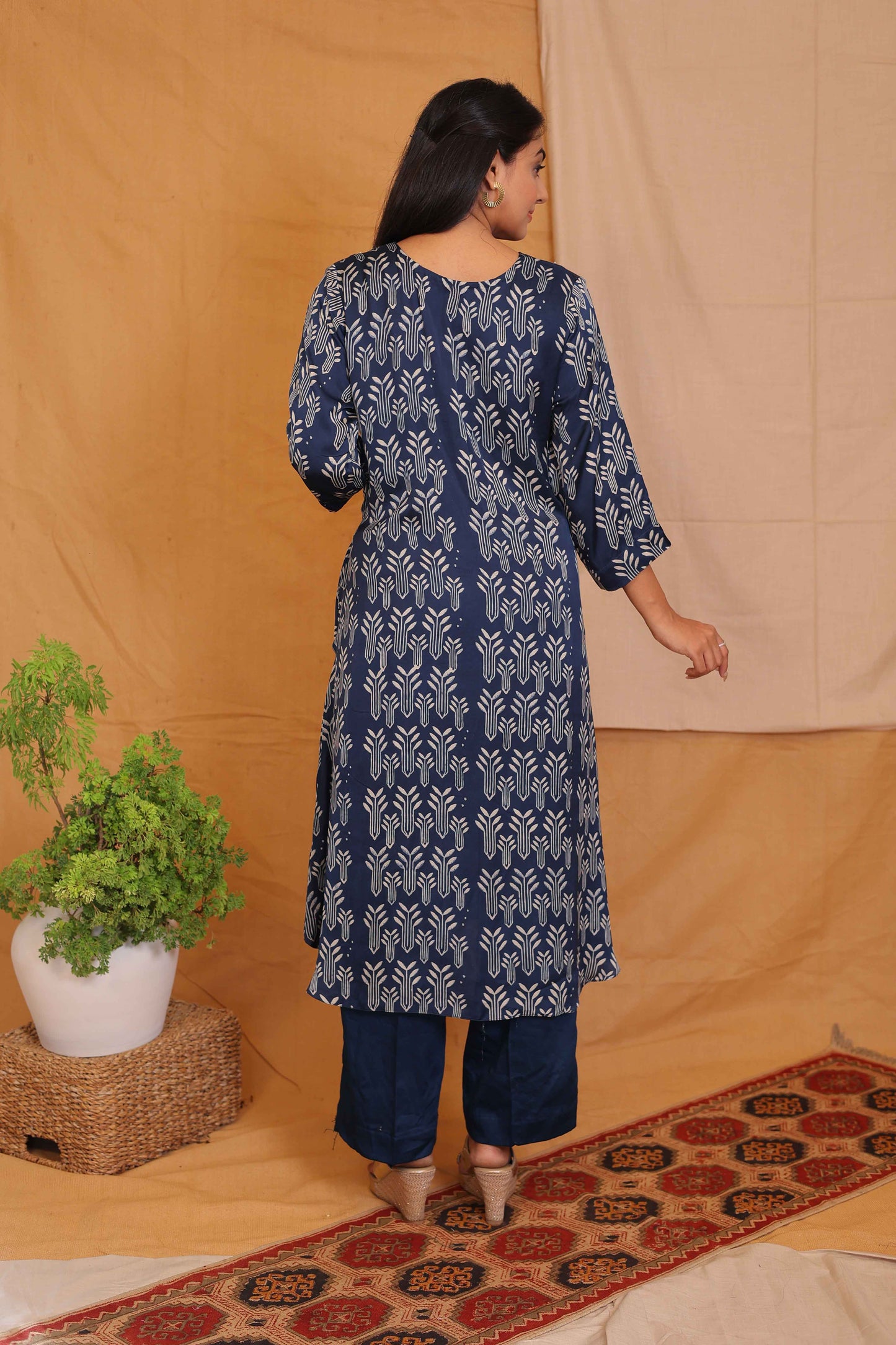 LARA'S INDIGO BLOCKPRINTED DRESS AND KURTA