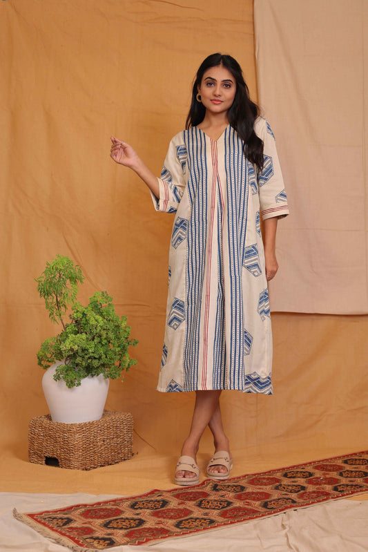 ANAYA'S OFFWHITE INDIGO DRESS