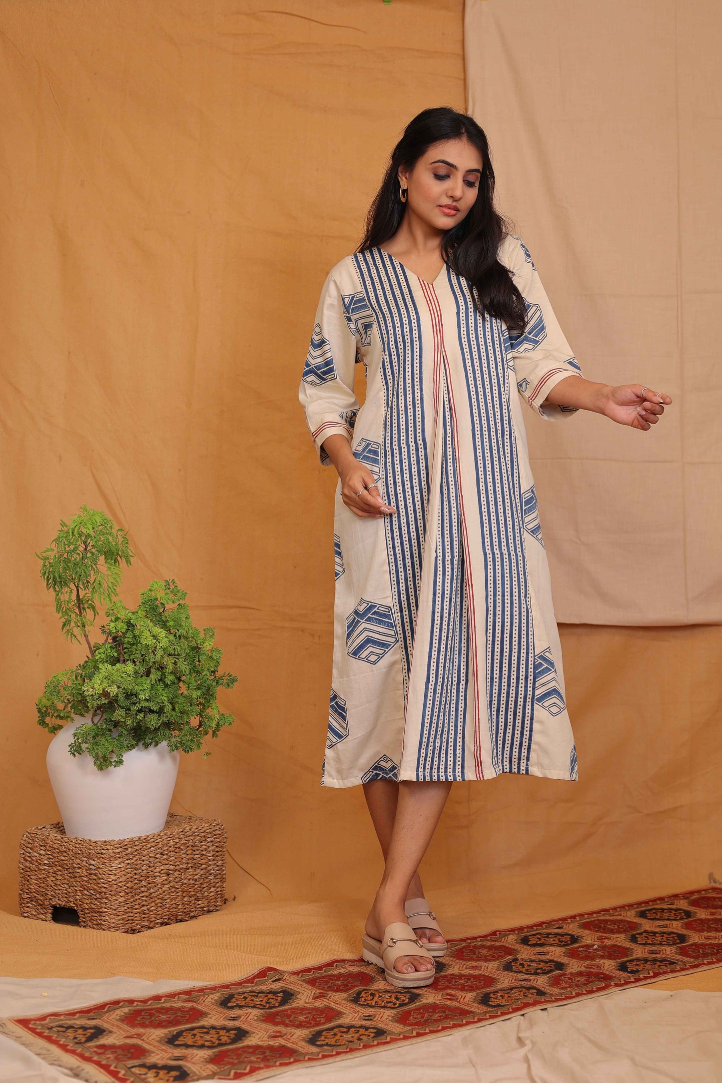 ANAYA'S OFFWHITE INDIGO DRESS