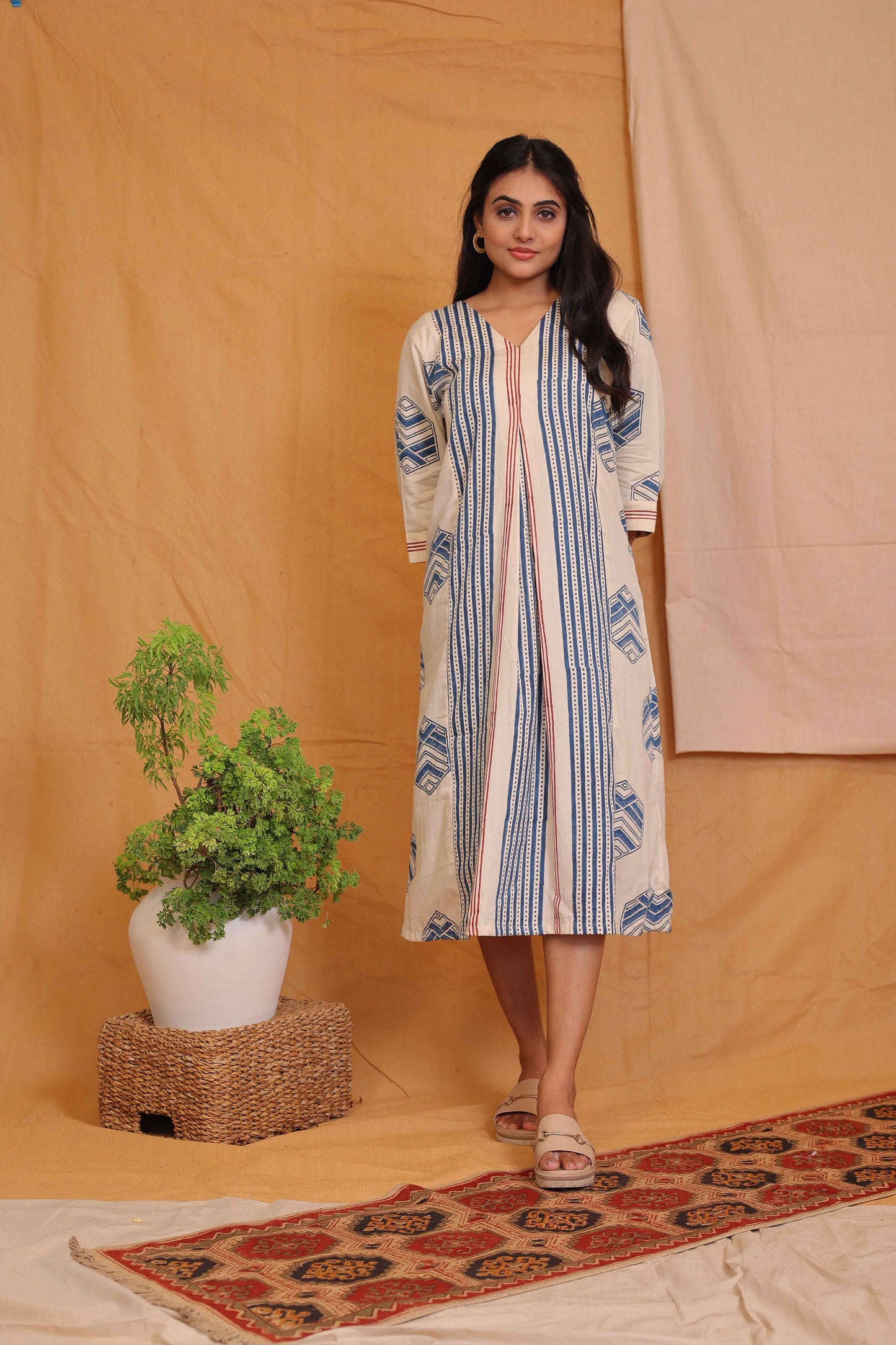 ANAYA'S OFFWHITE INDIGO DRESS