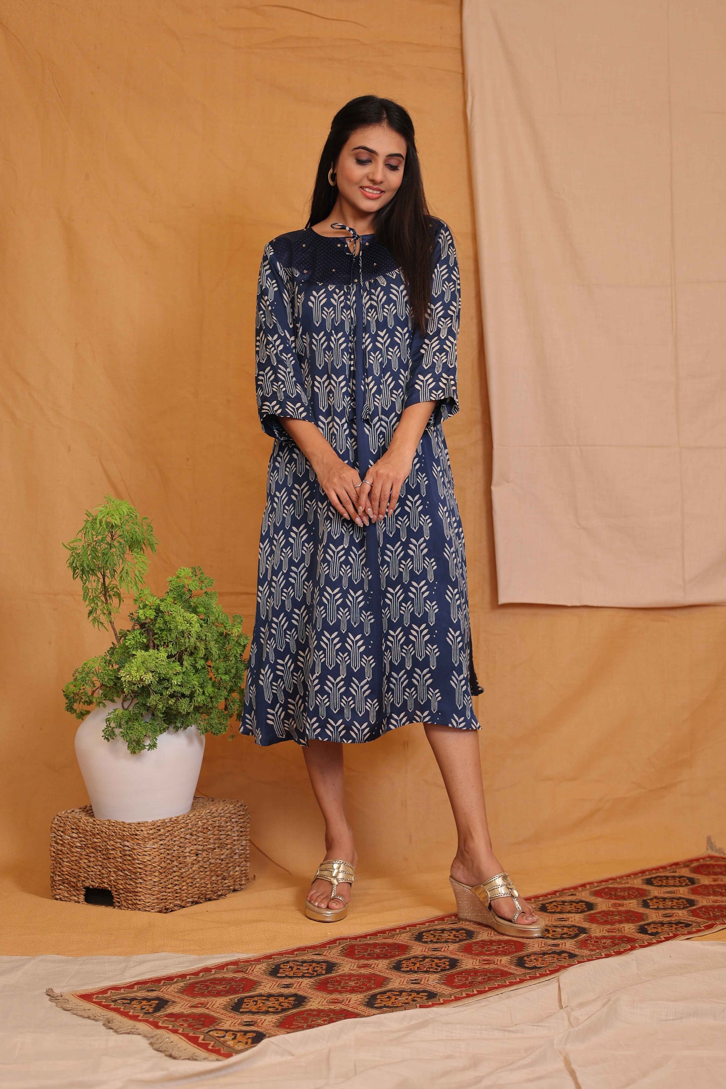 LARA'S INDIGO BLOCKPRINTED DRESS AND KURTA